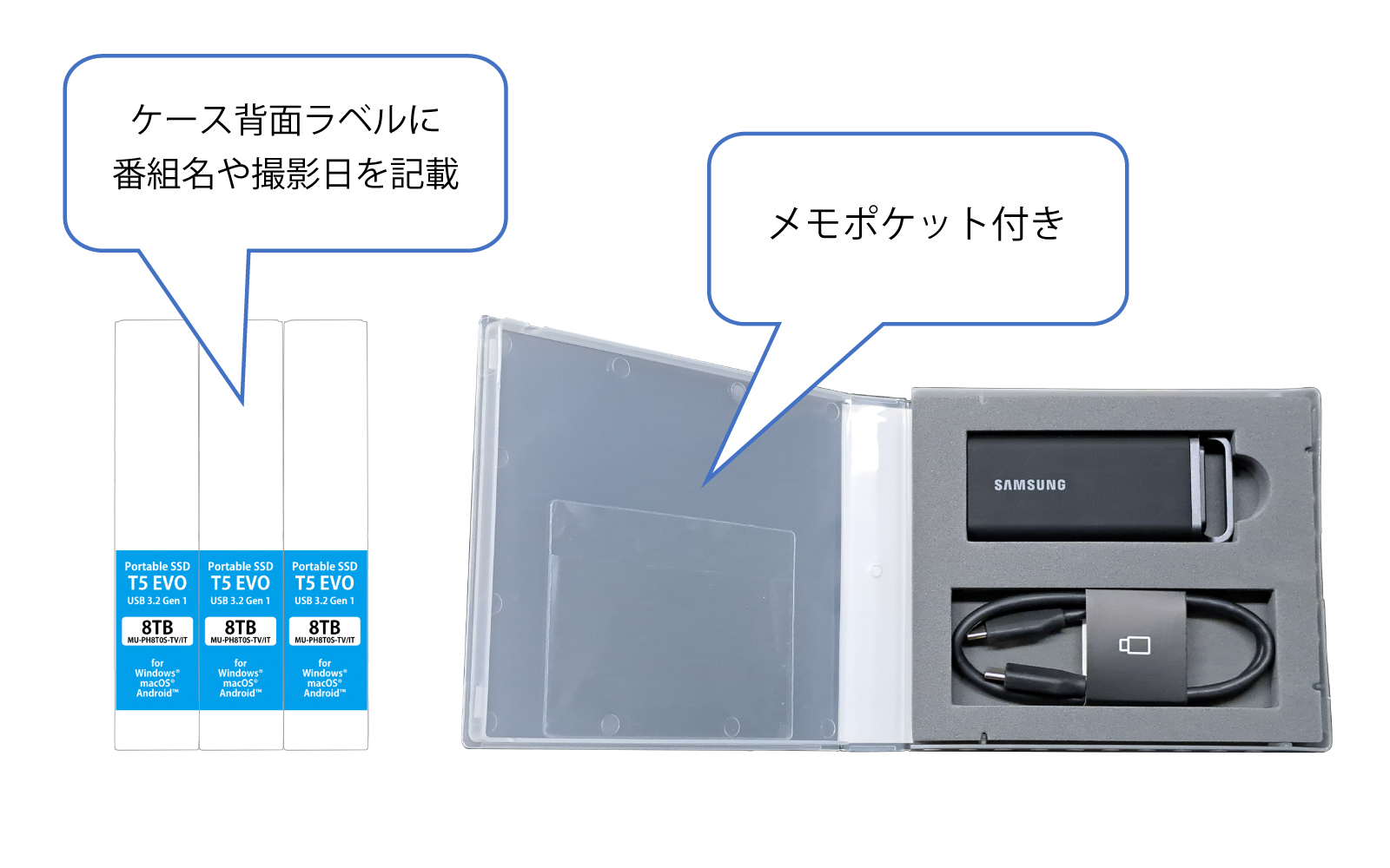 Samsung Portable SSD T5 EVO(2TB)放送局向け専用ケース入り Samsung Portable SSD T5 EVO(2TB)放送局向け専用ケース入り